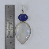 Rainbow Moonstone, Tanzanite Silver Pendant