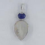 Rainbow Moonstone, Tanzanite Silver Pendant