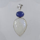 Rainbow Moonstone, Tanzanite Silver Pendant