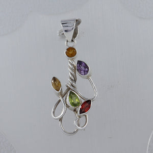 925 Sterling Silver Multi Stone Pendants