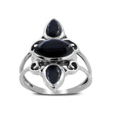 Natural Black Onyx Silver Ring