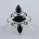 Natural Black Onyx Silver Ring