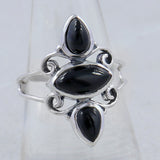 Natural Black Onyx Silver Ring