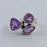 Natural Amethyst Gemstone Birthstone Ring