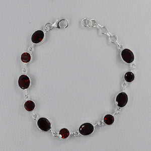 925 Sterling Silver Garnet Bracelet