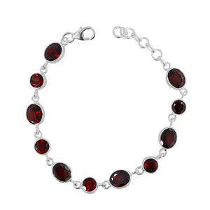 925 Sterling Silver Garnet Bracelet
