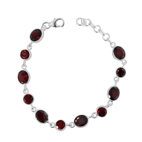 925 Sterling Silver Garnet Bracelet