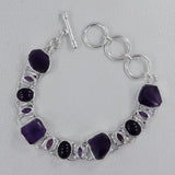 Amethyst Tumbled 925 Sterling Silver Fine Bracelet