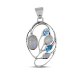 Rainbow Moonstone Silver Pendant