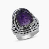 Natural Pink Rose Quartz Silver Rings