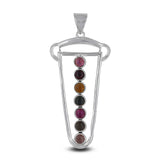 Multi Tourmaline Sterling Silver Pendant