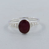 Natural Garnet Silver Ring