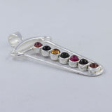 Multi Tourmaline Sterling Silver Pendant