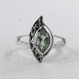 Natural Green Amethyst Silver Rings