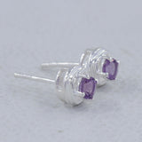 Rainbow Moonstone Studs Silver Earrings