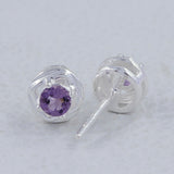 Rainbow Moonstone Studs Silver Earrings