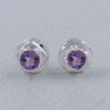 Rainbow Moonstone Studs Silver Earrings