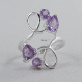 Natural Amethyst Birthstone Silver Ring