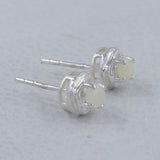 Rainbow Moonstone Studs Silver Earrings