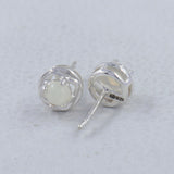 Rainbow Moonstone Studs Silver Earrings