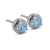 Rainbow Moonstone Studs Silver Earrings