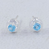 Rainbow Moonstone Studs Silver Earrings