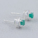 Rainbow Moonstone Studs Silver Earrings