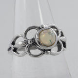 Natural Rainbow Moonstone Silver Rings