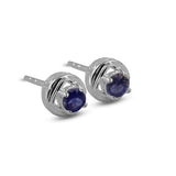 Rainbow Moonstone Studs Silver Earrings