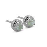 Rainbow Moonstone Studs Silver Earrings