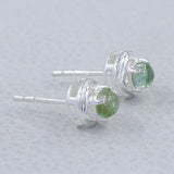 Rainbow Moonstone Studs Silver Earrings