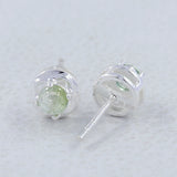 Rainbow Moonstone Studs Silver Earrings