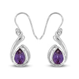 925 Sterling Silver Amethyst Gemstone Pendant Set