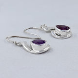 925 Sterling Silver Amethyst Gemstone Pendant Set