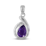 925 Sterling Silver Amethyst Gemstone Pendant Set