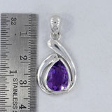 925 Sterling Silver Amethyst Gemstone Pendant Set