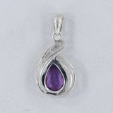 925 Sterling Silver Amethyst Gemstone Pendant Set