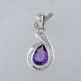 925 Sterling Silver Amethyst Gemstone Pendant Set