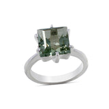 Square Cut Citrine Gemstone Silver Ring