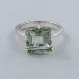 Square Cut Citrine Gemstone Silver Ring