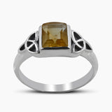 Natural Rainbow Moonstone Silver Rings