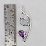 Rainbow Moonstone Silver Pendant