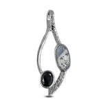 Dendritic Opal & Black Onyx Silver Pendant