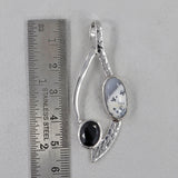 Dendritic Opal & Black Onyx Silver Pendant