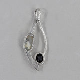 Dendritic Opal & Black Onyx Silver Pendant