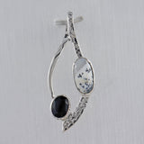 Dendritic Opal & Black Onyx Silver Pendant