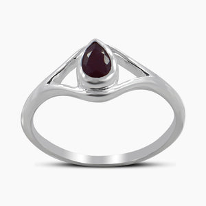 Natural Garnet Silver Rings