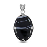 Black Banded Agate Silver Pendant