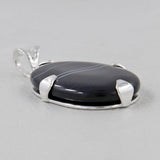 Black Banded Agate Silver Pendant