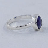 Blue Iolite Checker Cut Solid Silver Ring